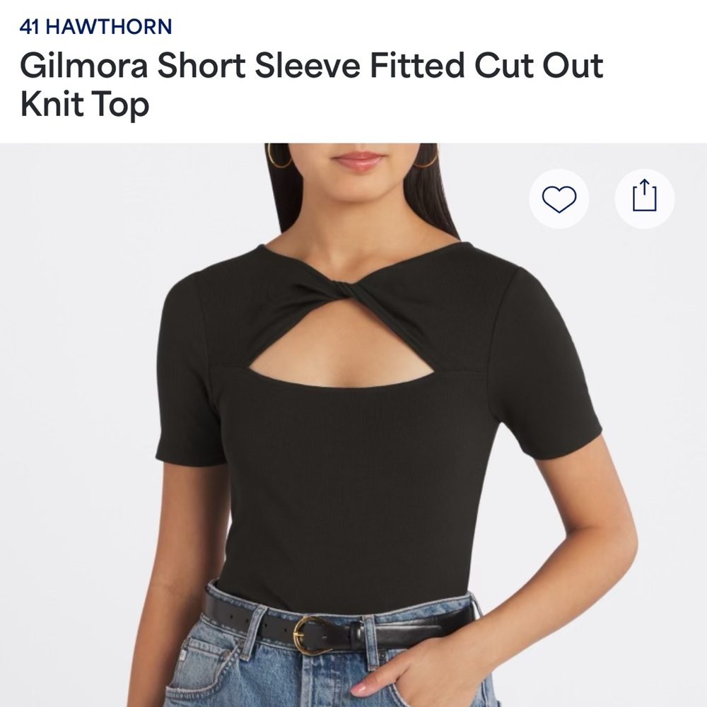 41 Hawthorn Black Short Sleeve Twist Front Top